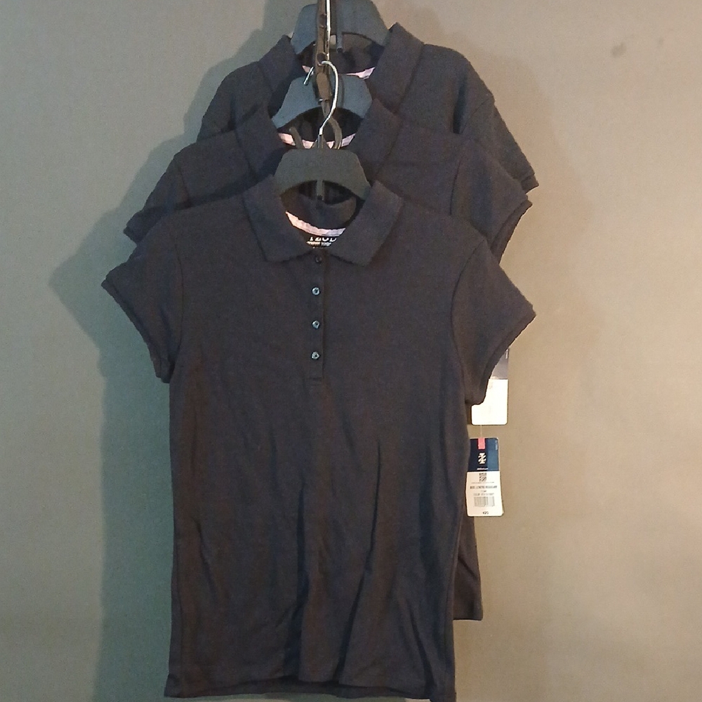 3pk NWT IZOD Approved Schoolwear NAVY Blue Polo Shirt Size: L/G 14/16 Girls